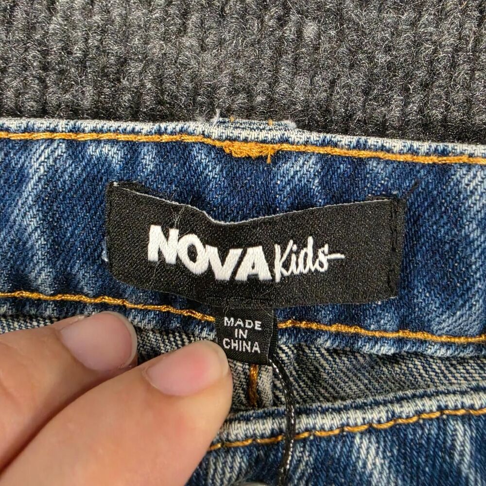 Fashion Nova Two-Tone Blue Straight Leg Jeans - Picture 6 of 8